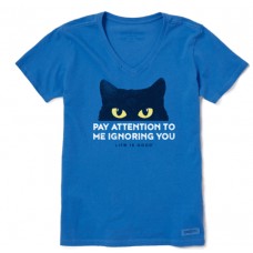 Life is Good  Women's  Pay Attention Cat Eyes Crusher Vee on Royal Blue